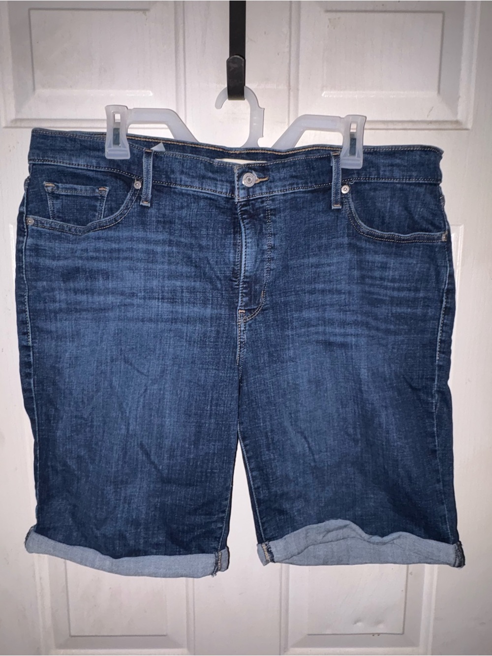 Levi Strauss Classic Dark Blue Denim Bermuda Shorts - Women's Jeans